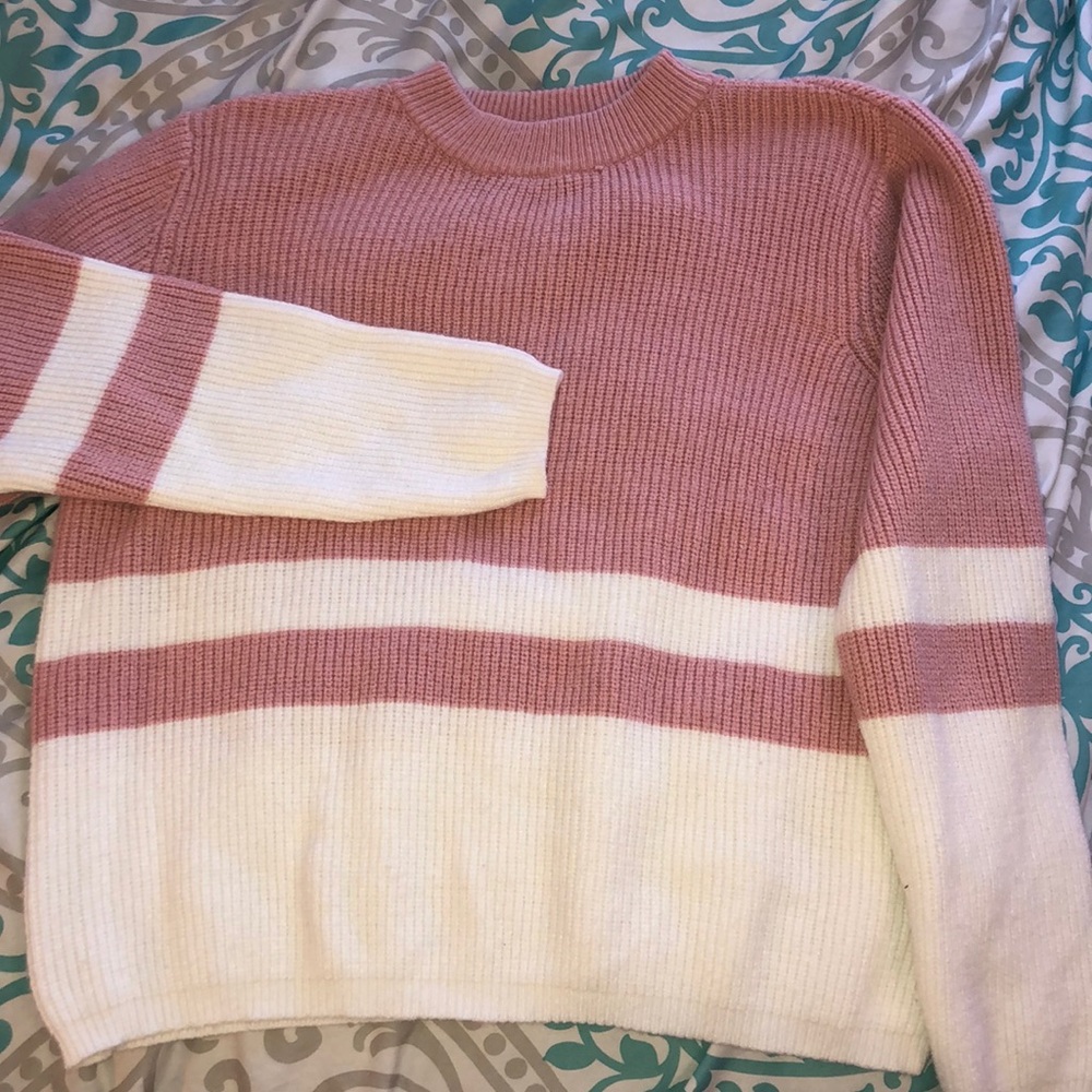 pink and white sweater